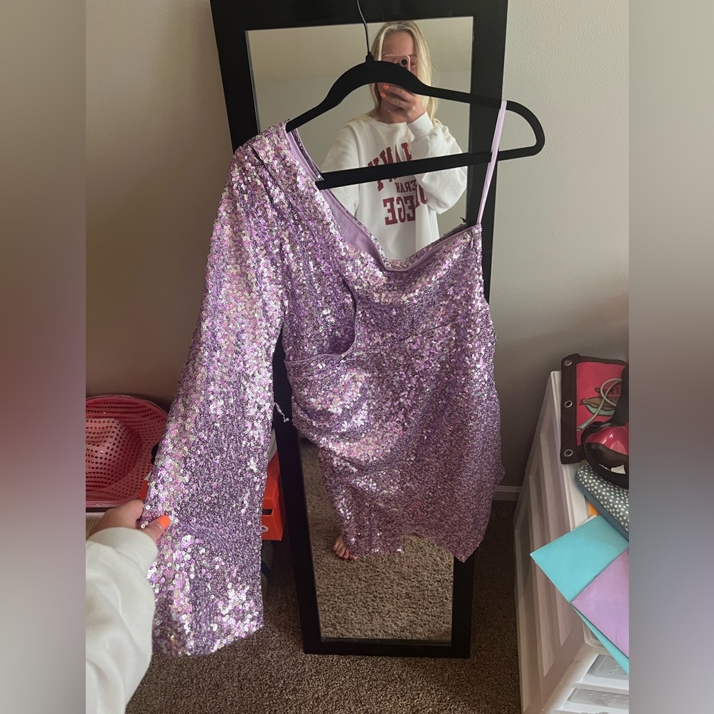 These Three boutique sequin one shoulder dress size Large